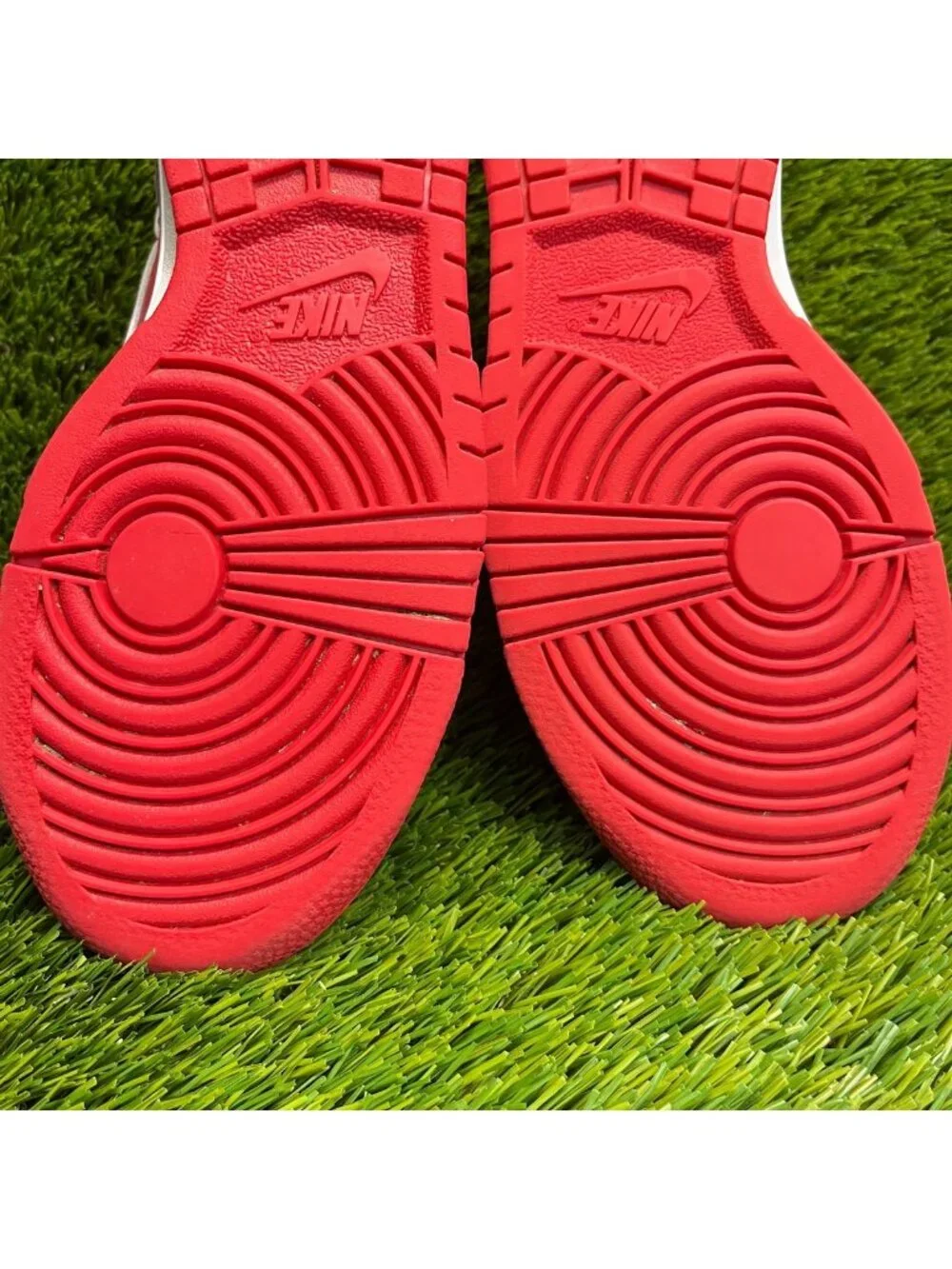 Nike Dunk Low Boys Size 4Y Red White Athletic Leather Basketball Shoes Sneakers